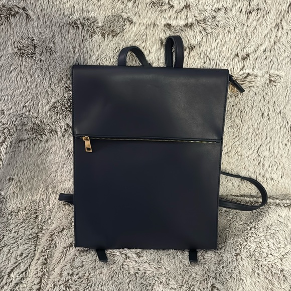 Summer & Rose Navy Blue Faux Leather Backpack - Picture 1 of 4